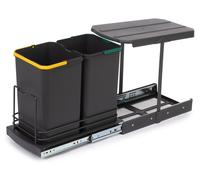 poubelle de recyclage pour montage inférieur et extraction manuelle/automatique pour meuble de cuisine Recycle 2x12litres - Plastique gris anthracite