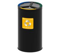Poubelle de recyclage ronde Alda, 3 x 25 l - Jaune - Bleu - Vert