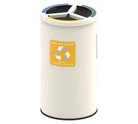 Poubelle de recyclage ronde Alda, 3 x 25 l - Jaune - Bleu - Vert