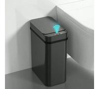 Poubelle de salle de bain automatique avec capteur de mouvement et couvercle, poubelle sans contact de 2,7 gallons, poubelle électrique étanche étroite et petite, poubelle en plastique intelligente et