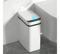 Poubelle de salle de bain automatique avec capteur de mouvement et couvercle, poubelle sans contact de 2,7 gallons, poubelle électrique étanche étroite et petite, poubelle en plastique slim intelligen