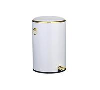Poubelle de Salle de Bain avec Couvercle et pédale, Poubelle Ronde en Acier Inoxydable à Fermeture Douce for Salle de Bain, Bureau, Salon Poubelle Cuisine(White,Small)