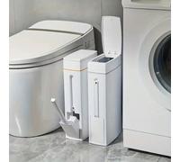 Poubelle de salle de bain de coin mince avec brosse de toilette, poubelle en plastique compacte et économe en espace, poubelle de salle de bain, accessoire de salle de bain multifonctionnel Version am