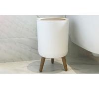 Kitchen Move Poubelle de salle de bain Malmo BAT-979699-002 7 L ouverture par pression Blanc/bois