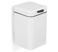 Poubelle de salle de bain Relaxdays à fixation murale, 3 l, système d'ouverture automatique, seau intérieur amovible, en acier inoxydable, blanc