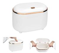 Poubelle de Table avec Couvercle Bouton-Poussoir Petite Poubelle de Salle De Bain Mini Poubelle de Bureau Blanc