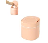 Poubelle de table Unyqoos® mini avec couvercle à pression, petite poubelle en plastique de 13,5 x 13,5 x 15,5 cm, compacte, portable, grande capacité, rose, idéale pour la salle de bain, le bureau ou