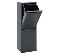 Poubelle de tri conteneur à déchets - 2 x 17 L - Acier - Anthracite - 90,5 x 30,5 x 24,5 cm