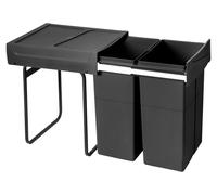 Poubelle de tri Emuca Recycle 2 x 25 L - fixation bas de caisson extraction manuelle noir