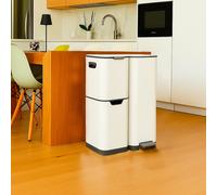 Poubelle De Tri Inox Haja - 60L - 3Bacs - Blanc