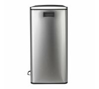 Les Collectors Poubelle à pédale en inox brossé N°904 Capacité 60 L, 2 compartiments 30 L, Résistante, Cuisine, Seau amovible, Recyclage, Tri sélectif, Fermeture silencieuse du couvercle