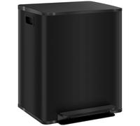 Poubelle de tri Moonbite, 2 x 25 litres, avec pédale, bacs intérieurs, séparateur de déchets double avec couvercles à fermeture douce, en acier inoxydable, noire