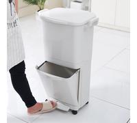 Poubelle De Tri Roulettes Valoris - 45L - Blanc
