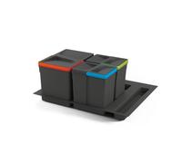 Emuca Kit poubelles pour tiroir de cuisine Recycle – 1x12 L + 2x6 L – Base 60 cm, hauteur 216 mm