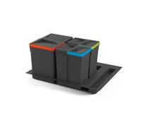 Emuca Poubelles pour tiroir – Kit Recycle avec base Lot de 3 15 L + 2×7 L Transparent