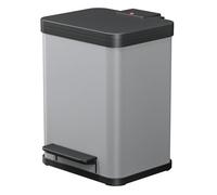 Poubelle de tri sélectif 2 bacs à pédale 20L (9+9) Hailo Öko Duo Plus M Inox