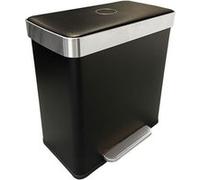 Poubelle de tri sélectif 60 L avec 2 bacs - pédale et fermeture soft-close - noir mat