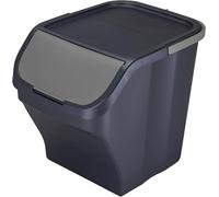 Poubelle de Tri Sélectif 25L - Plastique Recy mpilable - Poignée - Couvercle Gris Silver Amovible - 40x30x34 cm - Fabriqué en Italie - M home by Mazzei Mondex
