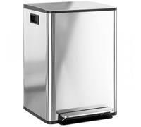 Poubelle de Tri Sélectif 40L Inox à 2 Compartiments avec Support Déodorant - Argent