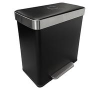 Poubelle de tri sélectif 60 L avec 2 bacs - pédale et fermeture soft-close - noir mat