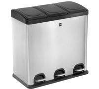 Poubelle de tri sélectif à pédale en inox 3 x 20 litres