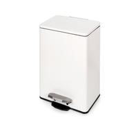 Emuca - Poubelle rectangulaire extérieur pour le recyclage avec ouverture à pédale, 20L, Peint en blanc, Aluminium