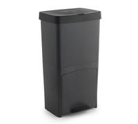 Poubelle de tri sélectif à pédale, poubelle de recyclage - 3 compartiments coloris noir, 70 L