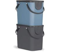 Poubelle de tri sélectif empilable - Lot de 2 - 25 l chacun - Anthracite et bleu - Plastique PP sans BPA