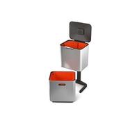 Joseph Joseph Totem Max - Poubelle de cuisine pour le tri et le recyclage des déchets, avecBac à compost et filtre anti-odeurs remplaçable, capacité 60 litres, Acier Inoxydable