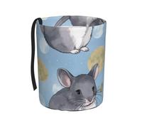 Poubelle de voiture pliable de grande capacité, aucune installation | Organiseur de voiture imprimé chinchillas et lune bleu facile à nettoyer pour voiture, camion, SUV, camping-car