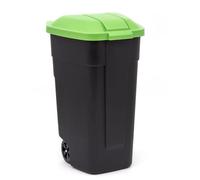 Poubelle d'extérieur - CURVER - Poubelle MOBILE - 110 L - Couvercle amovible - Base noire couvercle vert