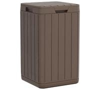 Poubelle d'extérieur marron 38 x 38 x 65 cm en polypropylène avec couvercle | Capacité de 80 l, polypropylène, aspect bois, résistant aux intempéries et aux UV, facile d'entretien