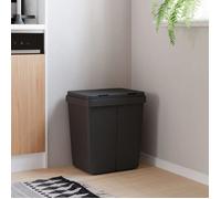 Poubelle double de tri - vidaxl - 2x25 L - Anthracite - 43.5x32.5x48.5 cm - Polypropylène - Couvercles à ressort