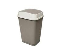Paris Prix - Poubelle 50 L 5 five simply smart - Plastique - Couvercle à double ouverture - Taupe