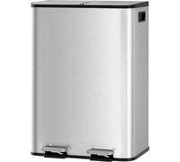 Poubelle double - Poubelle à pédale 2 x 30 l - Acier inoxydable - Bacs amovibles - Tri sélectif - Pédale - Bordeaux