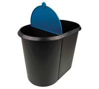 Helit Corbeille à papier Duo System – 29 L plastique – Noir/Bleu