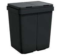 Poubelle double - Trieur de déchets - 2 x 25 litres - Conteneurs en tissu - Pour le recyclage et le tri des déchets - Couleur vert armée
