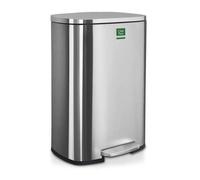 Poubelle Karat en acier inoxydable « Dustin » avec système d'abaissement automatique – poubelle anti-odeurs avec pédale et seau intérieur, 50 L, argent