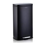 Poubelle Karat en inox "Dustin" avec système d'abaissement automatique - poubelle anti-odeur avec pédale & seau intérieur, 30 L, noir