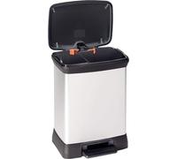 Poubelle élégante noir/argent métallisé - 30L avec pédale et support de sac