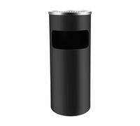 Poubelle en acier inoxydable - 15 l - Avec seau intérieur et cendrier - Noir - Pour l'intérieur et l'extérieur - Poubelle de cuisine pour jardin, bureau, restaurant, hôtel