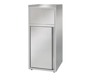 Poubelle en acier inoxydable, à ouverture par couvercle, 60 litres, 500 x 530 x 1200 mm