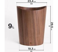 Poubelle en bois massif | Poubelle en bois pour bureau, chambre d'enfant, chambre à coucher, etc. | 9 litres | Noyer