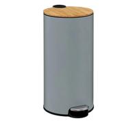 Poubelle en Métal & Bambou Natureo 30L Gris