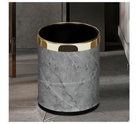 Poubelle en métal de 10 litres, à double paroi, en similicuir PU, de forme ronde, de couleur grise