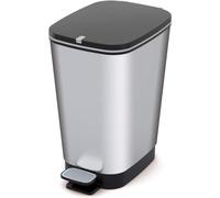 Poubelle en plastique 25 litres - Argent métallisé - Poubelle design pour la cuisine et la salle de bains