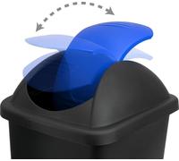 Poubelle en plastique 60 L avec couvercle basculant - Noir/Bleu
