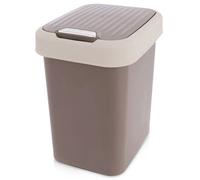 Poubelle en plastique - ORION - 12 l - Marron - Couvercle basculant - 27x22x31 cm - Plastique durable