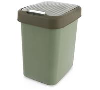 Poubelle en plastique - Orion - 12 l - Vert - Couvercle basculant - 27x22x31 cm - Plastique durable - Couvercle amovible
