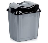 Poubelle en plastique - ORION - 16 l - Gris - Couvercle basculant - 29x23x40 cm - Résistant - Compacte